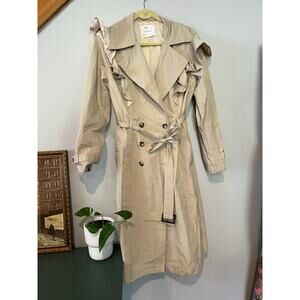 Anthropologie Ruffle Trench Coat